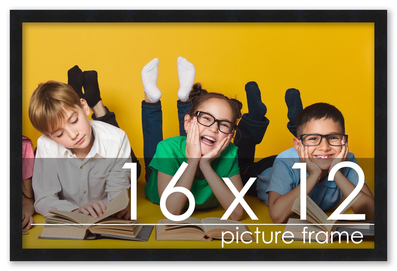 16x12 Solid Wood Picture Frame with UV-Resistant Acrylic & Acid-Free Backing, Available in 6 Finishes: Matte Black, Matte White, Metallic Bronze, Silver, Natural Wood Grain & Mahogany